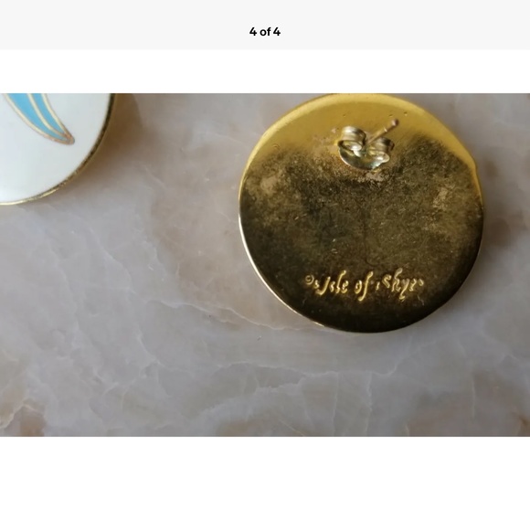 Isle of skye earrings studs blue white round. - Picture 3 of 3